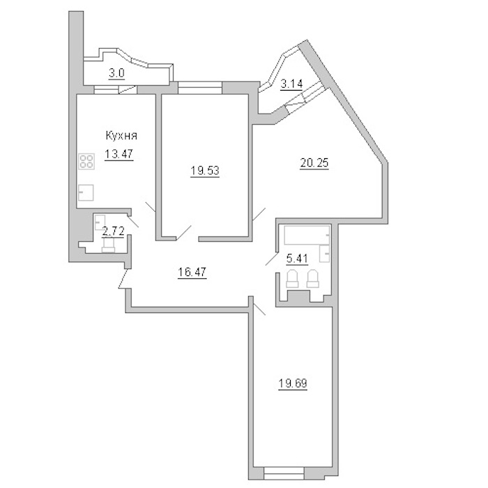 3-комнатная квартира 100.2 м², 17/22 эт., ЖК «Лондон Парк»
